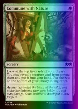 MTG Magic the Gathering Commune with Nature (166/475) Wilds of Eldraine NM FOIL - Image 1