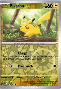 2023 Scarlet & Violet 151 Pikachu 025/165 Common NM Pokemon TCG - Image 1