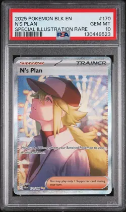 2025 POKEMON BLK EN-BLACK BOLT SPECIAL ILLUSTRATION RARE #170 N'S PLAN PSA 10 - Image 1