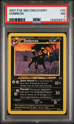 2001 POKEMON NEO DISCOVERY #32 UMBREON PSA 7 - Image 1