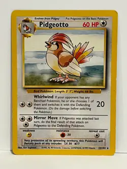 Vintage 1999 Pokemon TCG Base Set 1 PIDGEOTTO Non-Holo Rare 22/102 LP Eng. Unltd - Image 1