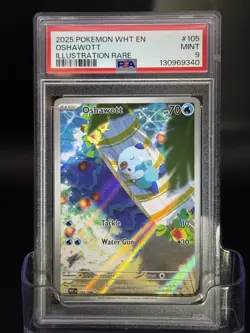 2025 Pokemon White Flare EN Oshawott #105 PSA 9 - Image 1