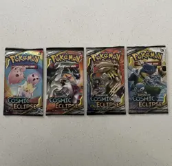 Pokemon Sun & Moon Cosmic Eclipse (4) Booster Packs Art Set 2019 Sealed - Image 1