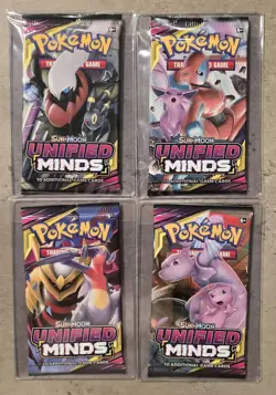 POKEMON TCG SUN & MOON UNIFIED MINDS - 4x Booster Packs - Art Set Factory Sealed - Image 1