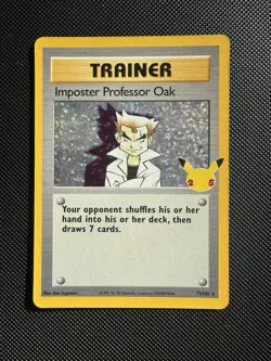 IMPOSTER PROFESSOR OAK 73/102 25TH CELEBRATIONS POKEMON (HOLO RARE, NM) - Image 1