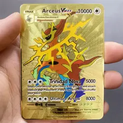 Gold Metal Arceus VMAX 10000HP Pokemon Card – English Pikachu Mewtwo GX - Image 4