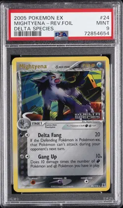 2005 POKEMON EX DELTA SPECIES #24 MIGHTYENA-REVERSE FOIL PSA 9 - Image 1