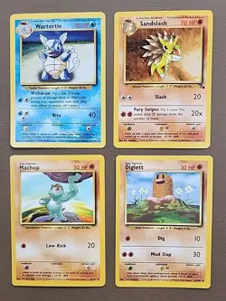 Pokemon Lot Of 4 Cards Machop 52, Wartortle 42, Sandslash 41, Diglett 47 - Image 1