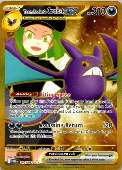 Pokemon TCG Team Rocket's Crobat ex 242/182 Sv10: Destined Rivals NM (SKU 1-5) - Image 1