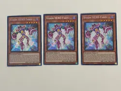 Yugioh Vision HERO Faris x 3 - 1st Edition Secret Rare NM - Free Holo Card - Image 1