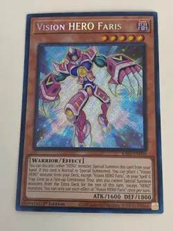 Yugioh Vision HERO Faris x 3 - 1st Edition Secret Rare NM - Free Holo Card - Image 2