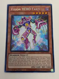 Yugioh Vision HERO Faris x 3 - 1st Edition Secret Rare NM - Free Holo Card - Image 3