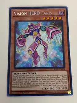 Yugioh Vision HERO Faris x 3 - 1st Edition Secret Rare NM - Free Holo Card - Image 4