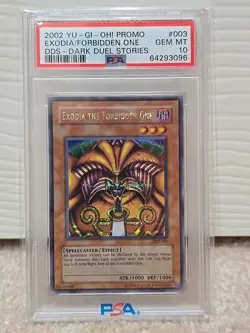 YUGIOH PSA 10 2002 Exodia the Forbidden One DDS-003 Secret Rare DDS Promo GEM MT - Image 1