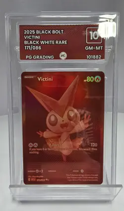 Pokemon TCG Victini Card Monochrome Black Bolt BWR 171/086 - Ace 10 Gem Mint - Image 1