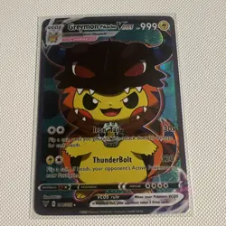 Greymon Pikachu Holo Poncho Cosplay Card Custom Holographic Shiny Detail - Image 1