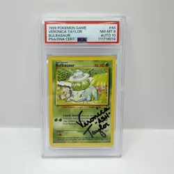 Veronica Taylor Signed - Bulbasaur - Base Set 60/64 WOTC Pokemon Card - PSA 10 - Image 1
