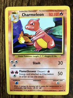 Charmeleon - Base Set - 24/102 - Uncommon - Pokemon Card - Unlimited - LP/NM - Image 1