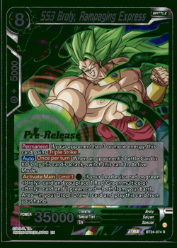 Dragon Ball Super Card Game SS3 Broly, Rampaging Express BT24-071 R Pre-Release - Image 1