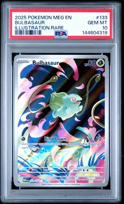 2025 POKEMON MEG EN-MEGA EVOLUTION ILLUSTRATION RARE #133 BULBASAUR PSA 10 - Image 1