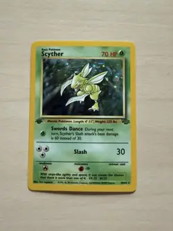 Pokemon TCG Scyther 1st Edition Jungle Set Holo Rare 10/64 Vintage WOTC - Image 1