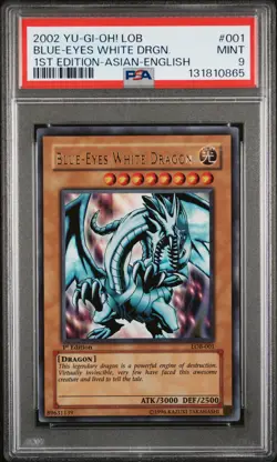 2002 YU-GI-OH! LOB-LEGEND OF BLUE EYES WHITE DRAGON BLUE-EYES WHITE DRAGON PSA 9 - Image 1