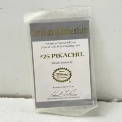 1999 Burger King Pokemon Pikachu 23K Gold-Plated Trading Card With Pokeball - Image 5