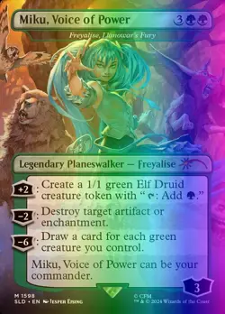 Freyalise, Llanowar's Fury (1598/3004) SLD JP LP FOIL- Alternate Name br Rainbow - Image 1
