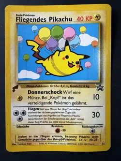 Vintage Pokemon Flying Pikachu 25 Promo Regular TCG Card German Nintendo 1999 LP - Image 1