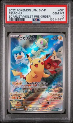 2022 POKEMON JAPANESE SV PROMO SCARLET & VIOLET PRE-ORDER #001 PIKACHU PSA 10 - Image 1