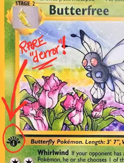 Butterfree (Jungle-1st Edition Base)33/64 RARE "D Error" Card (Misprint) - Mint - Image 2