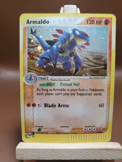 HP/DMG Armaldo 1/100 Holo EX Sandstorm SWIRL Vintage Pokemon Card - Image 1