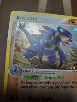 HP/DMG Armaldo 1/100 Holo EX Sandstorm SWIRL Vintage Pokemon Card - Image 2
