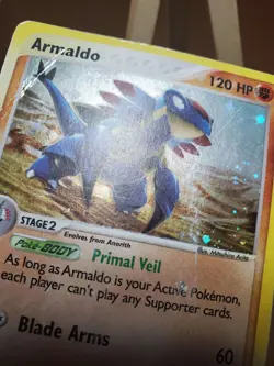 HP/DMG Armaldo 1/100 Holo EX Sandstorm SWIRL Vintage Pokemon Card - Image 4