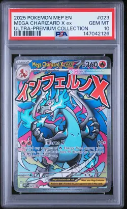 2025 POKEMON MEP EN-ME BLACK STAR PROMO #023 MEGA CHARIZARD X EX PSA 10 - Image 1