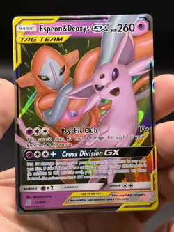 Espeon & Deoxys GX Tag Team 72/236 Unified Minds Pokemon English NM - Image 3