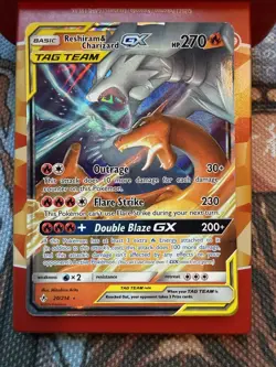 Pokemon Reshiram & Charizard GX TAG TEAM Holo Sm-Unbroken Bonds 20/214 - Image 1