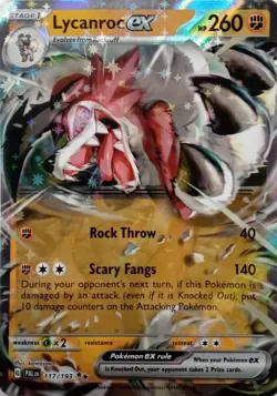 117/193 LYCANROC EX DOUBLE RARE PALDEA EVOLVED POKEMON CARD - Image 1