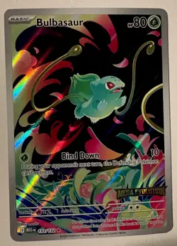 2025 Pokemon TCG Mega Evolutions Bulbasaur 133/132 Stamped Promo IR Mint Card - Image 1
