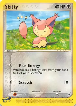 Skitty 70/109 - NON-HOLO - EX Ruby and Sapphire - e-READER Pokemon Card - NM/M - Image 1