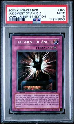 2003 YU-GI-OH! DCR-DARK CRISIS 1ST ED #105 JUDGMENT OF ANUBIS PSA 9 - Image 1