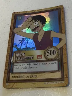 One Piece Carddass Hyper Battle First Stage Holo Luffy #C01 bandai 1999 - Image 3