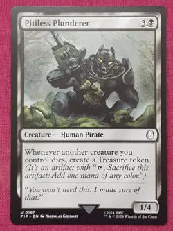 Magic The Gathering UNIVERSES BEYOND FALLOUT PITILESS PLUNDERER black card MTG - Image 1