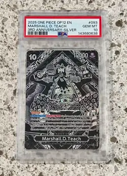 One Piece OP09-093 - Legacy of the Master - Marshall.D.Teach Silver PSA 10 - Image 1