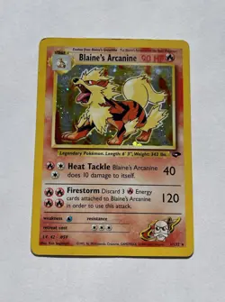 Blaine's Arcanine 1/132 Gym Challenge HP Holo Pokemon Card 2000 - Image 1