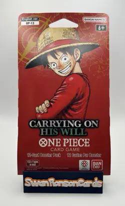 Qty 1 One Piece Card Game Carrying On His Will OP-13 Sleeved Booster, New - Image 1