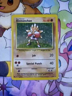 Hitmonchan 7/102 (MP) Holo Rare Base Set Unlimited 1996 WOTC Pokemon Card - Image 1