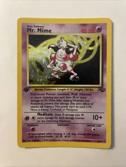Pokemon TCG Mr. Mime Jungle Holo Rare Card 6/64 1st Edition - Image 1