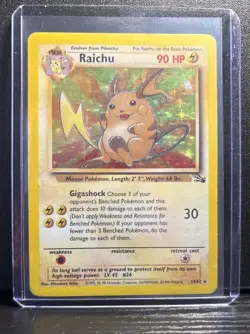 1999 Pokemon TCG Fossil Raichu Holo Rare Card 14/62 - Image 1