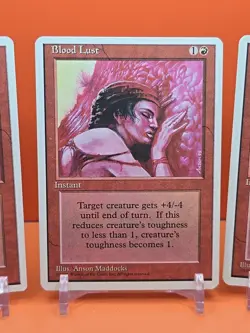 🔴🔴🔴 (3) 1995 Magic The Gathering BLOOD LUST 4TH EDITION PLAYED 🔴🔴🔴 - Image 3
